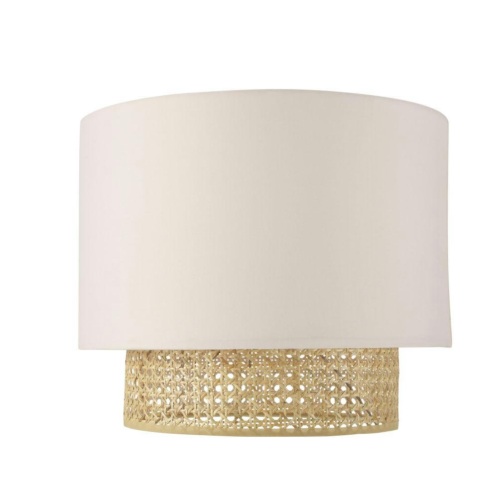 LILA - Abat-jour pour suspension rose cannage en osier