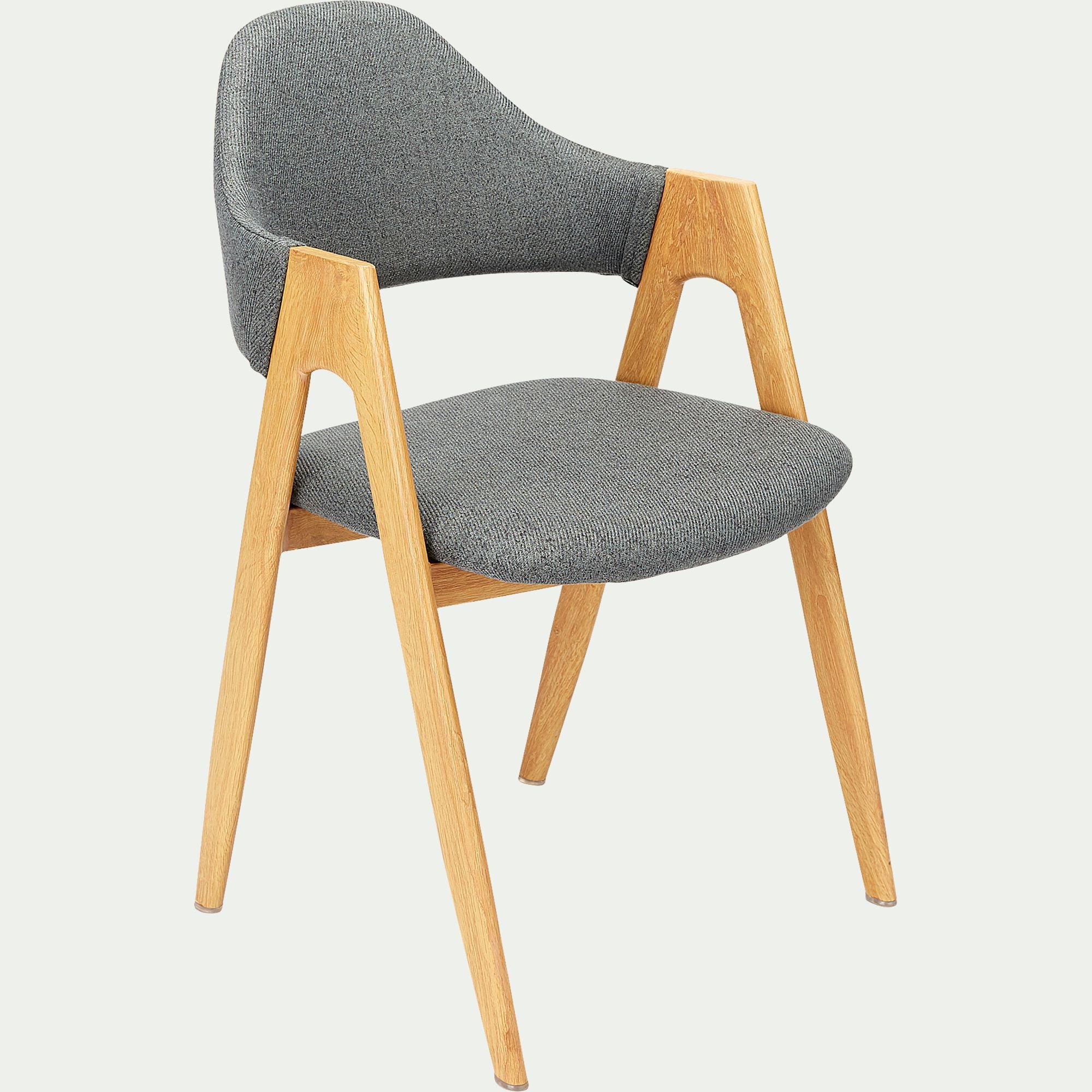 GARETTE - Chaise en tissu et effet bois clair avec accoudoirs - gris ardoise