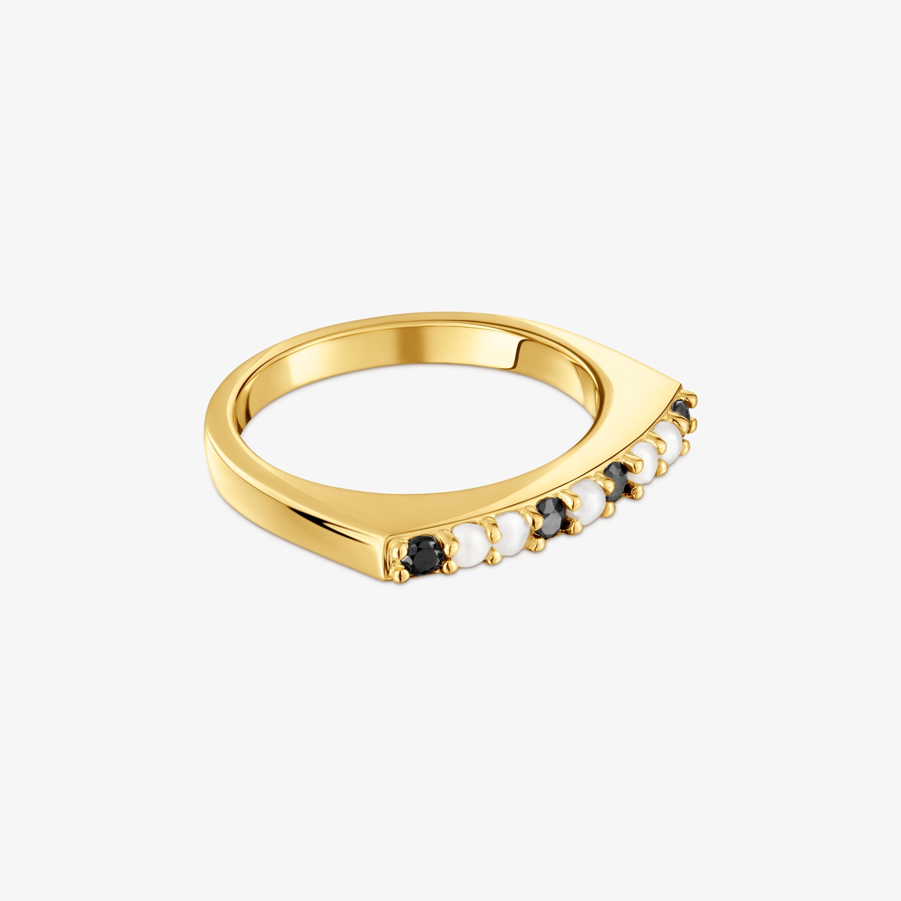 Anillo pequeño con baño de oro 18 kt sobre plata y gemas Basic Colors