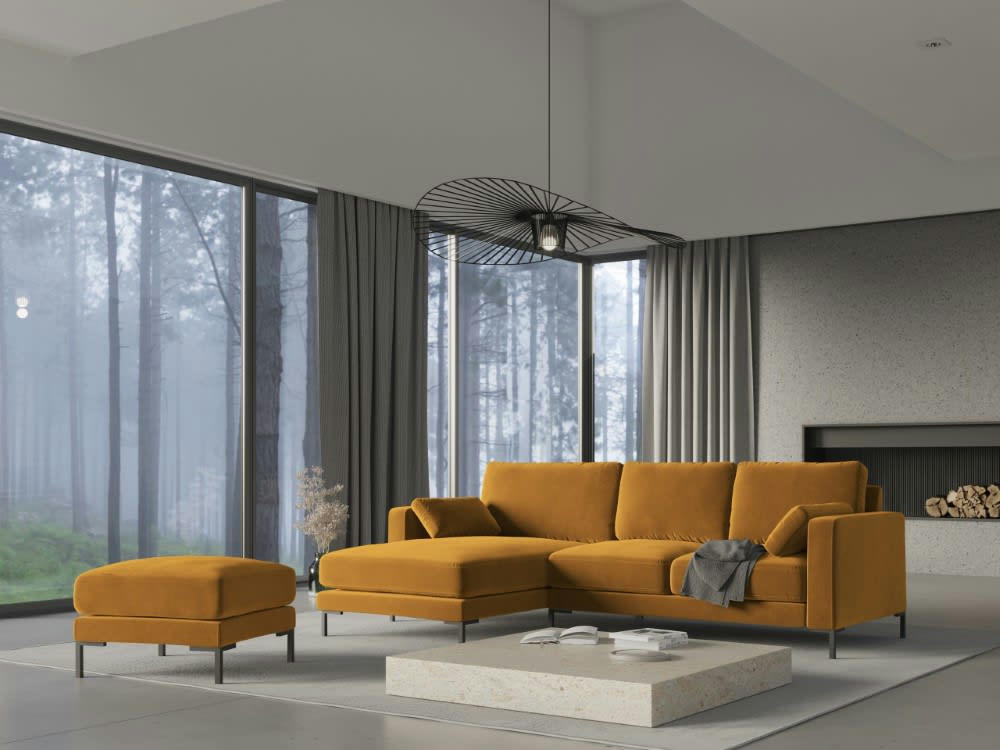 JADE - Pouf en velours jaune