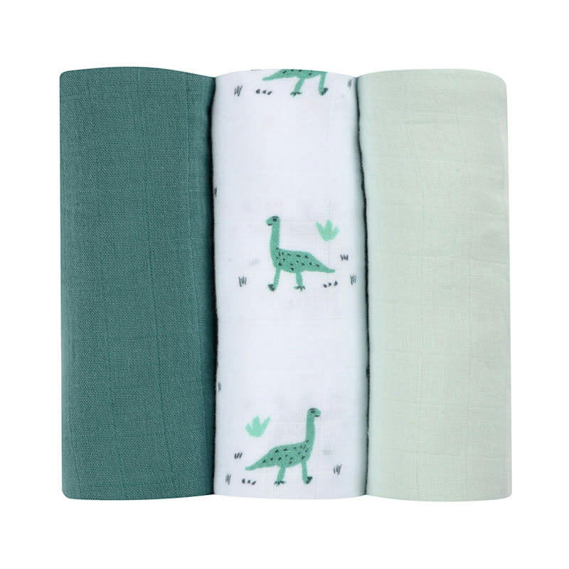 BAIN/SOIN - Lot de 3 langes en coton vert