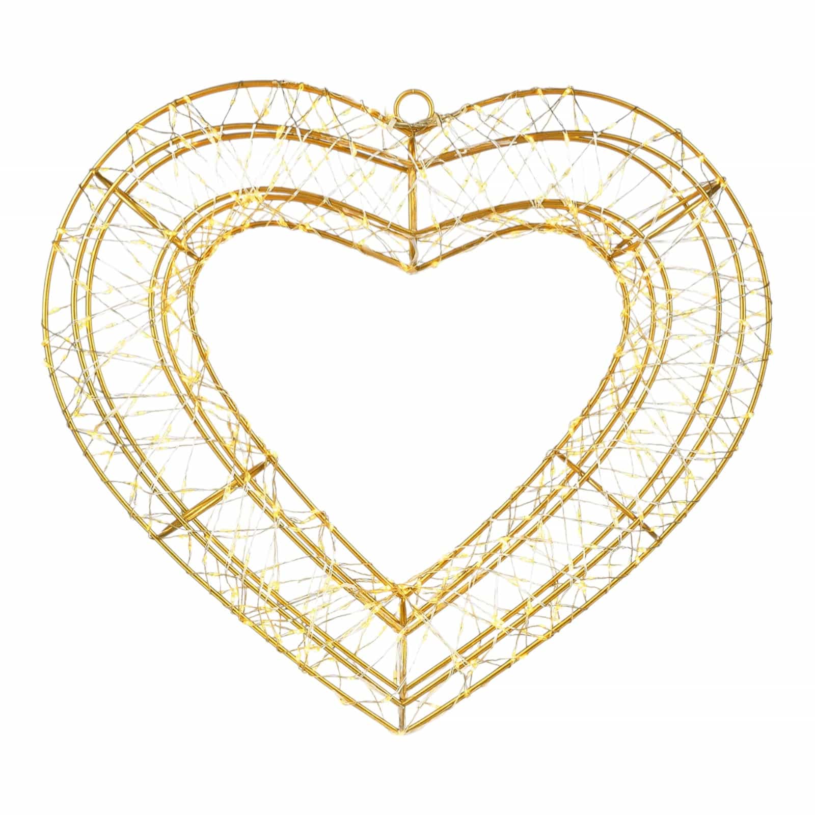 Outdoor-Lichtobjekt Herz Gold,B 360 x H 320 x T 70 mm
