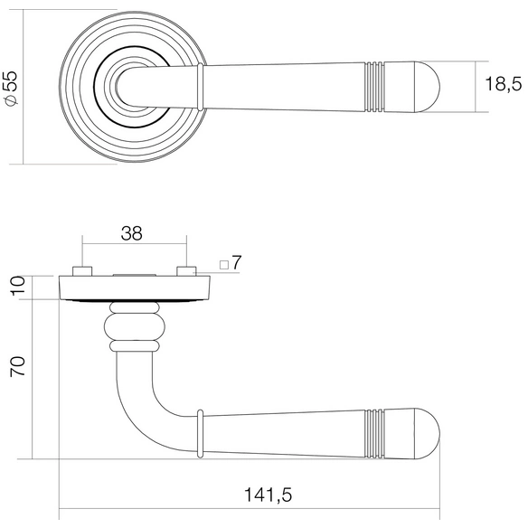 Türdrücker mit Rosette »Helena«, D.55x10 mm BB-Rosetten