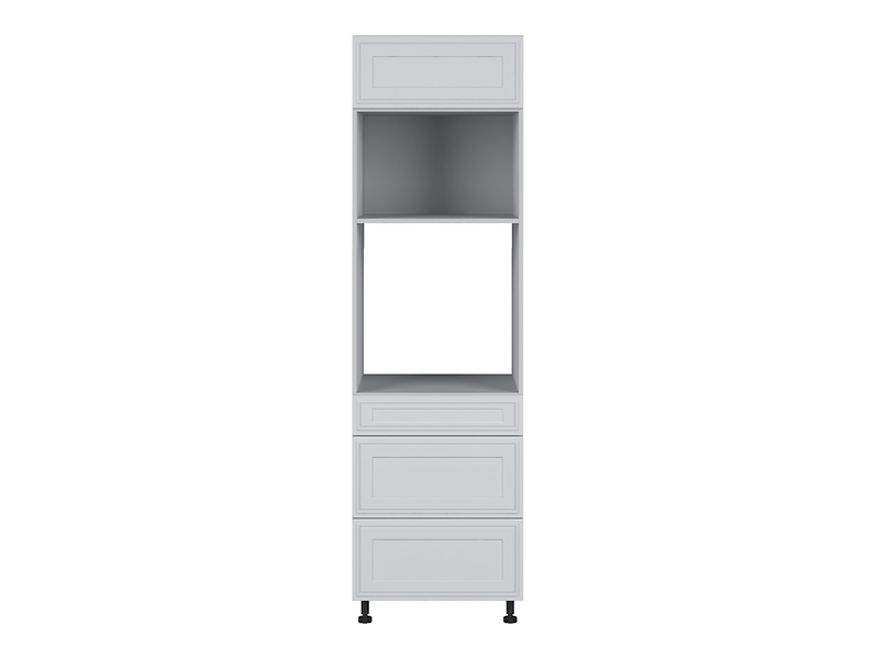 Szafka pod zabudowę piekarnika Verdi 60 cm wysoka z szufladami cichy domyk jasny szary mat
