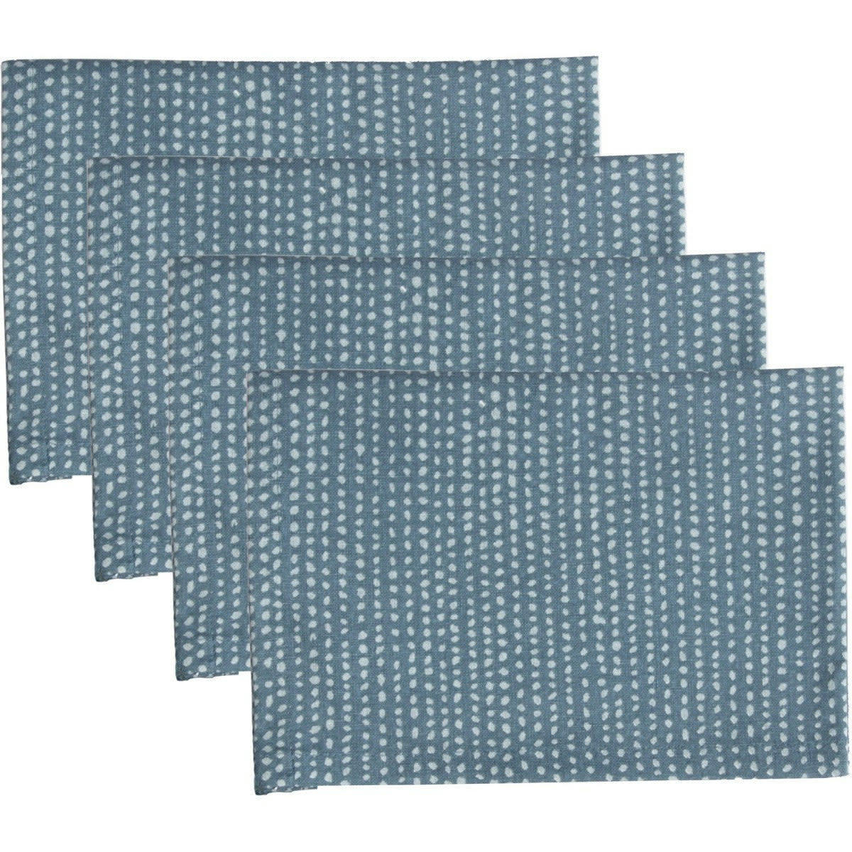 DOTS - Serviettes de table (x4) coton  45x45 bleu paon