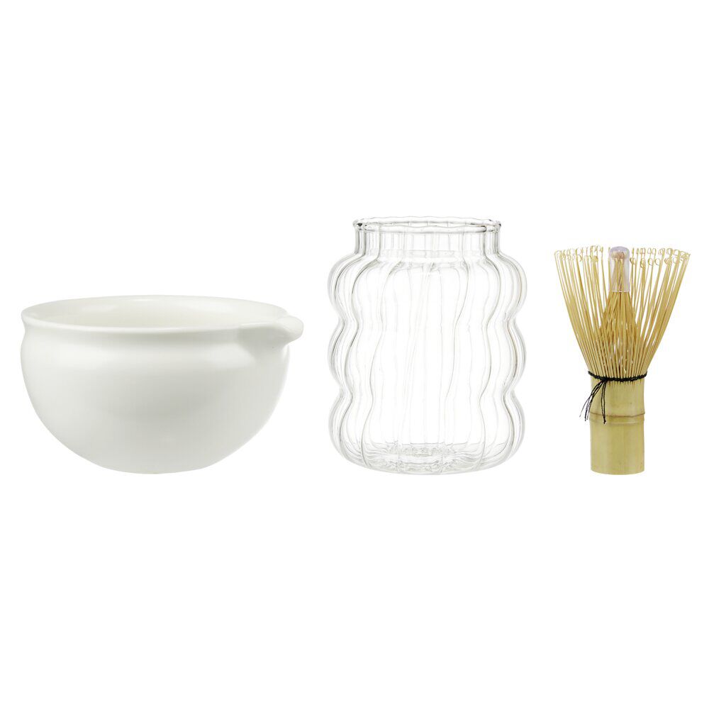 Set à matcha bol verre fouet paille 4 pièces