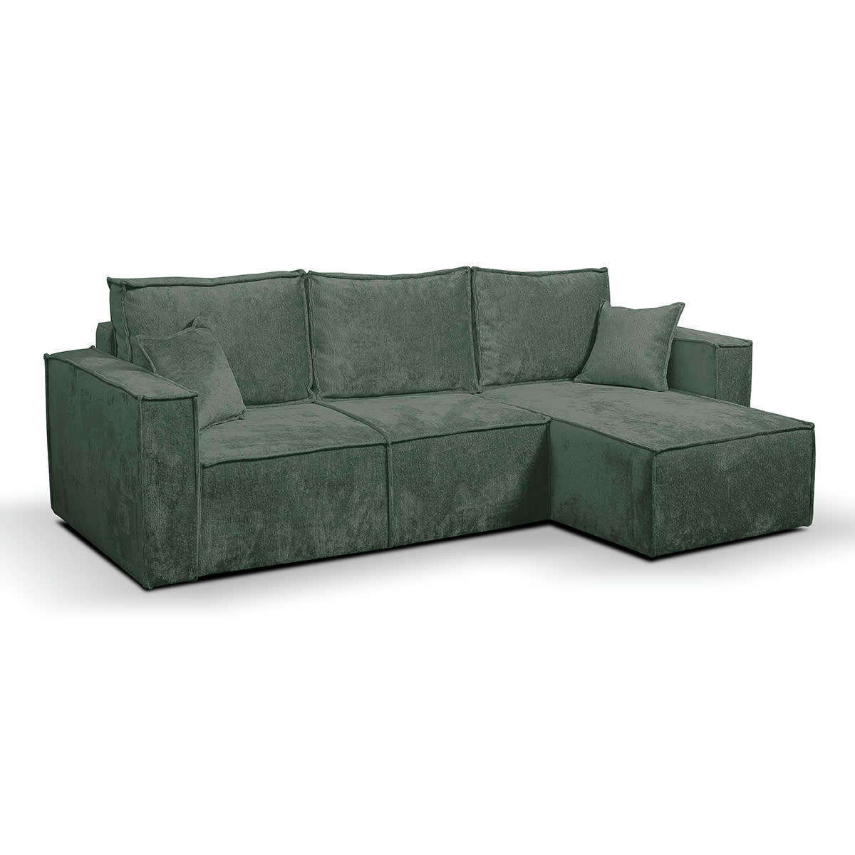 - Canapé d'angle réversible convertible 3 places coffre velours vert