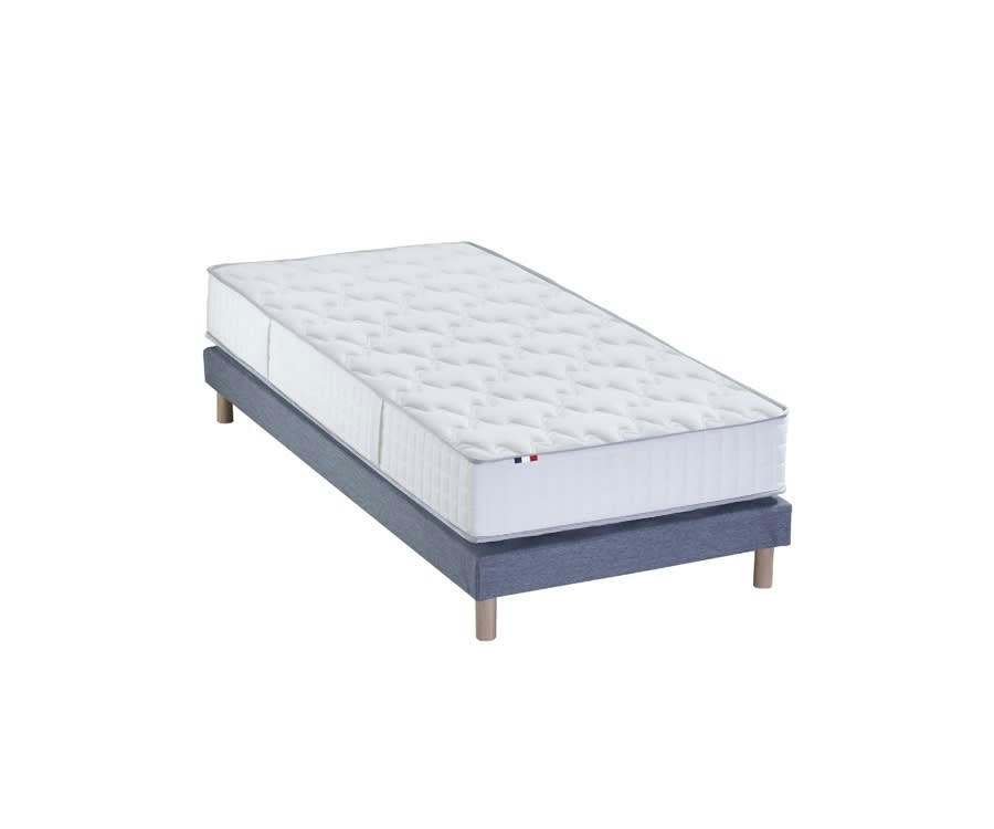 ENSEMBLE COSMOS - Ensemble matelas ressorts sommier bleu 90x190