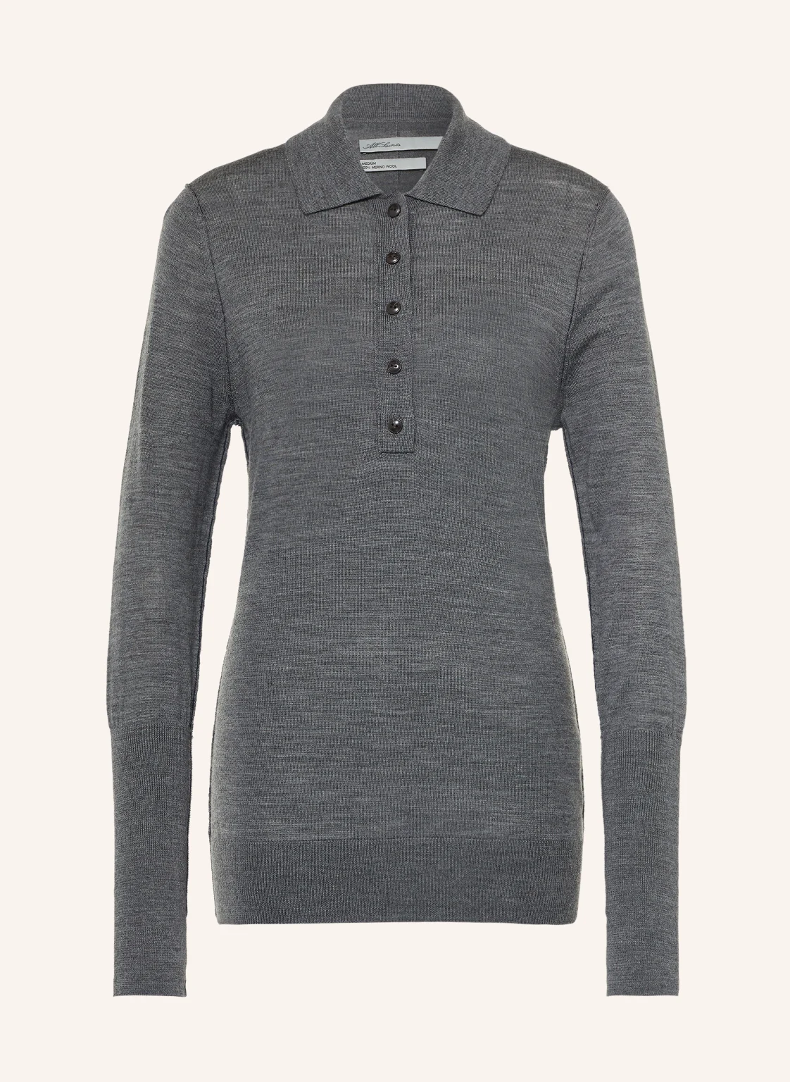 ALLSAINTS Strick-Poloshirt MARTEL aus Merinowolle