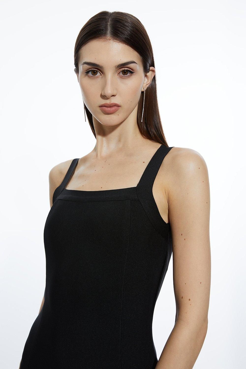 KarenMillen Figure Form Bandage Feather Hem Knit Midi Dress