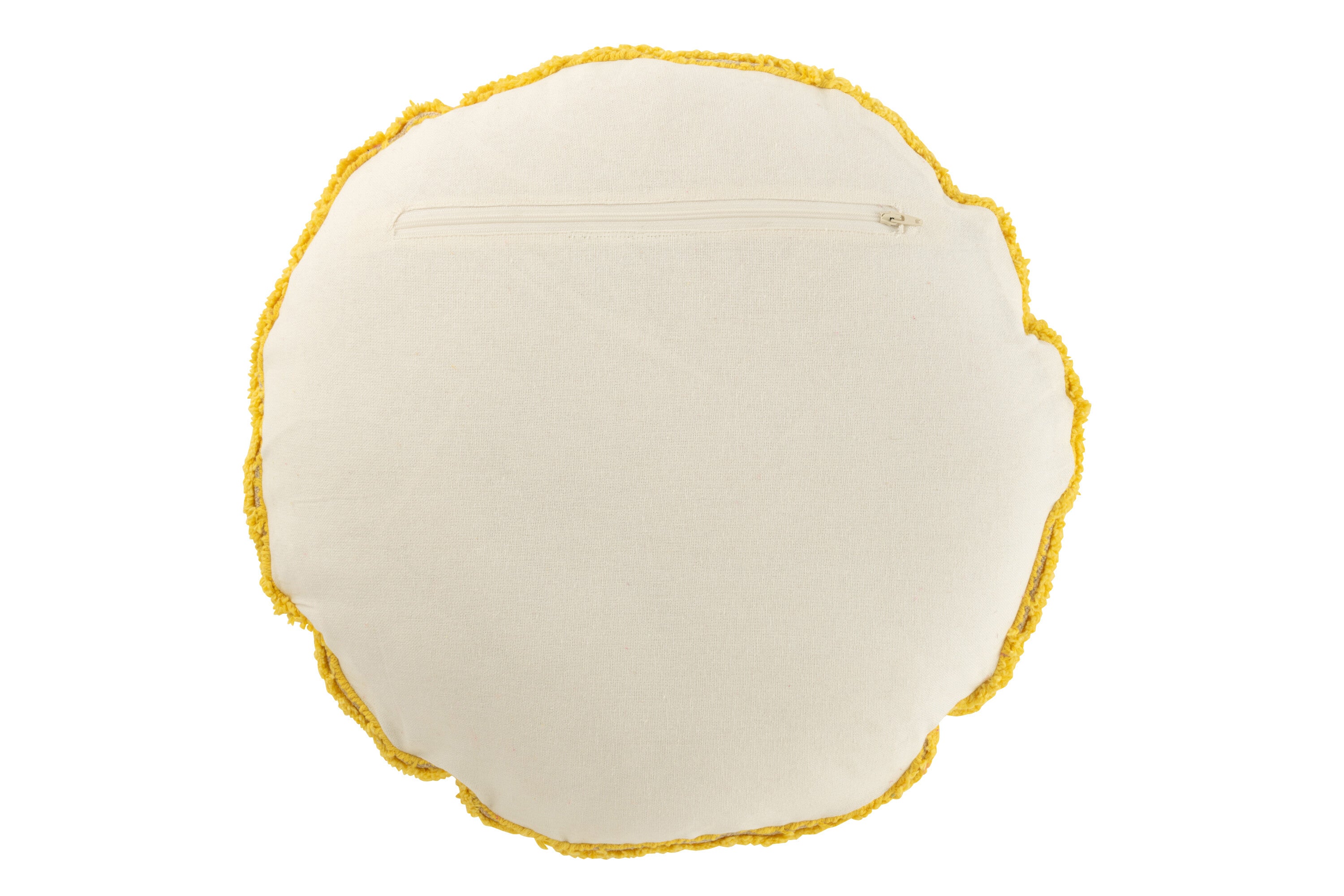 J-Line kussen Smiley Getuft - katoen - geel wit