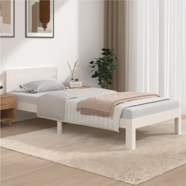 Rama łóżka biała lite drewno sosnowe 90 x 200 cm