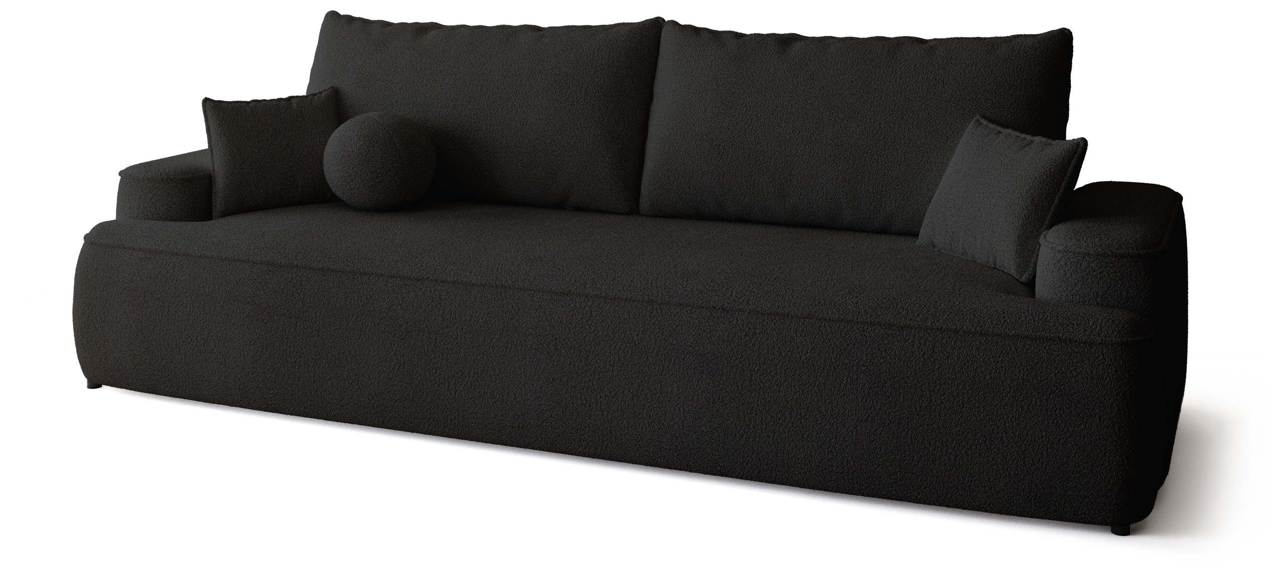 Czarna sofa z funkcją spania CARMELLO boucle