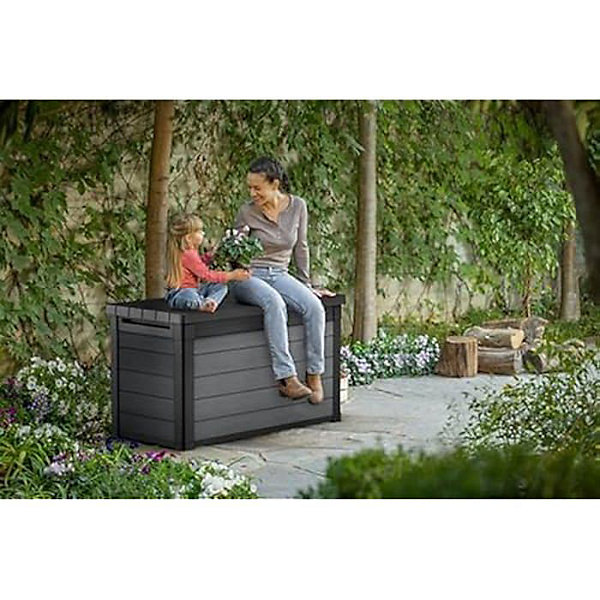 Coffre de jardin Keter Cortina Box 100G EVOTECH  avec siège, Gris 380 L 122,9 x 62,1 x 70,6 cm, Keter