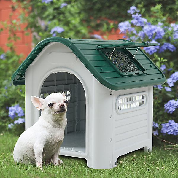 Niche pour chien Bello 87 x 72 x 75 cm blanc vert en.casa