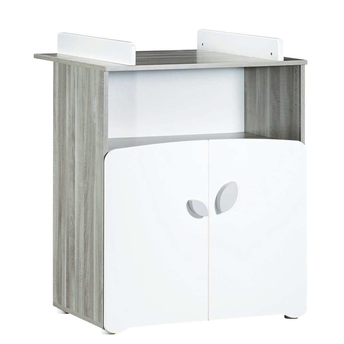 LEAF - Commode à langer 2 portes 97x76x66cm en bois gris