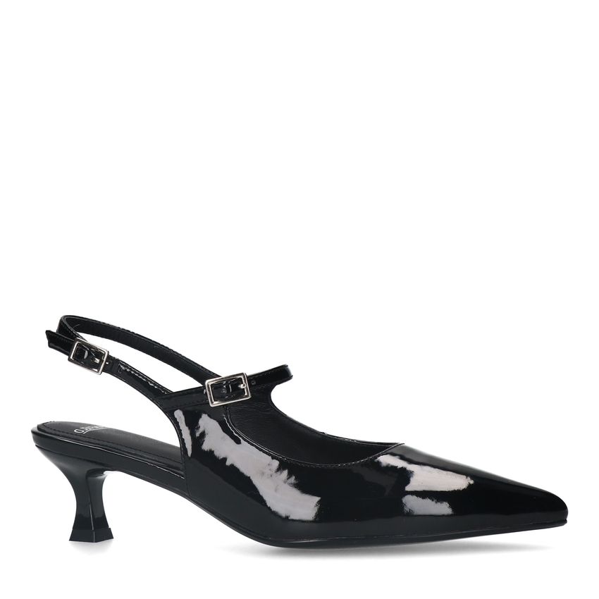 Manfield Zwarte lak slingbacks
