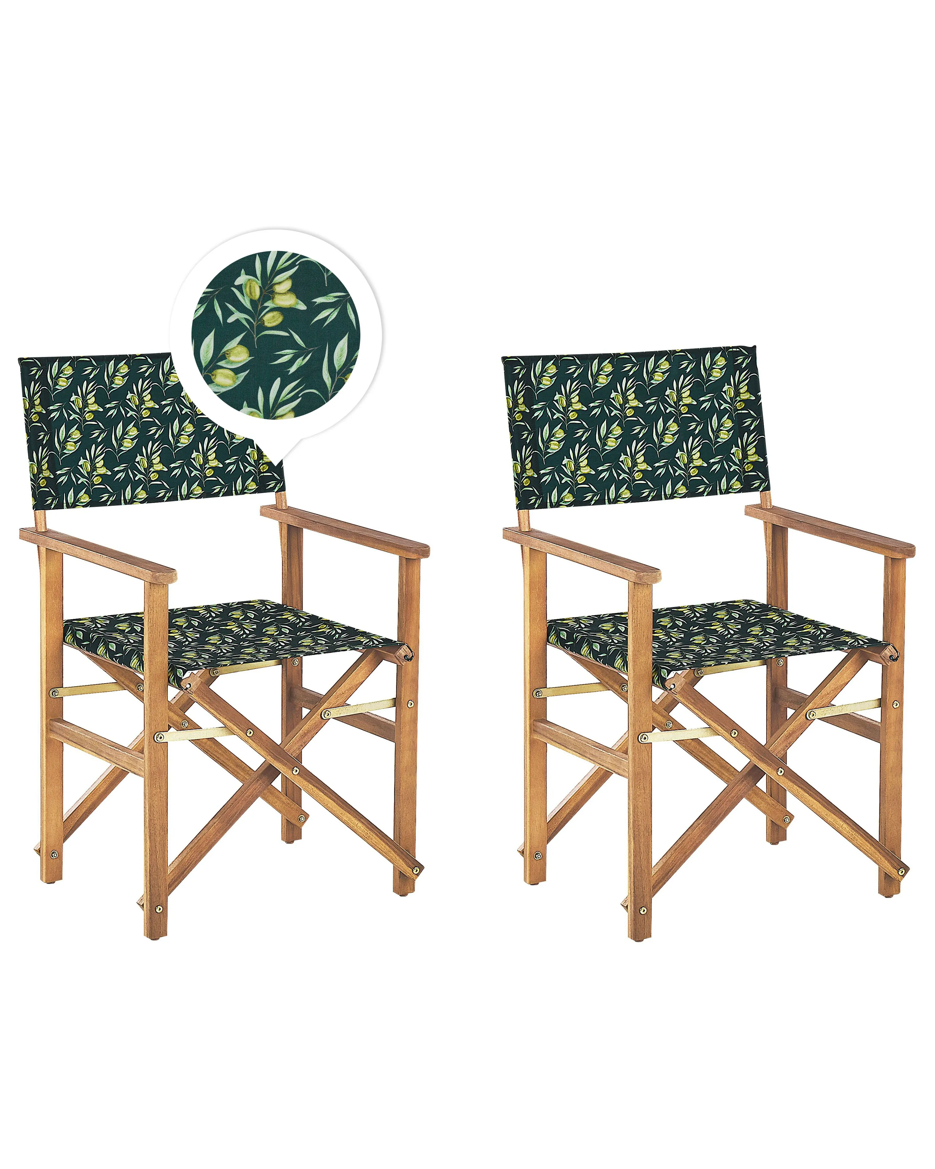 Set of 2 Garden Chairs CINE Acacia Wood Dark Green