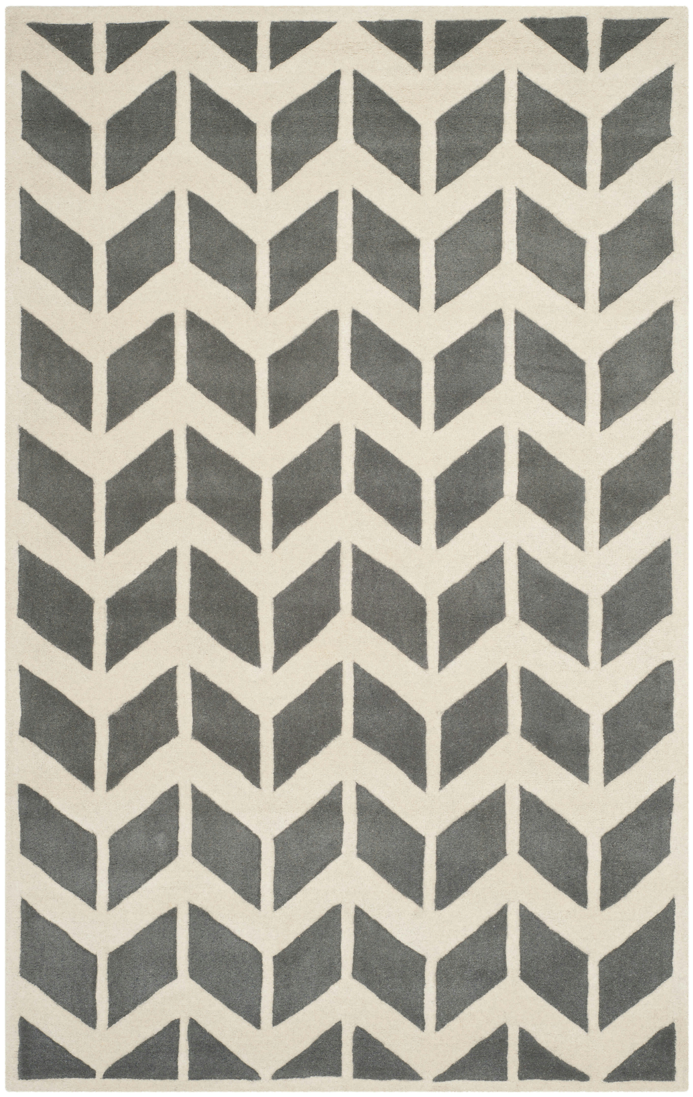 CHATHAM - Tapis de salon interieur en  gris fonce & ivoire, 152 x 244 cm