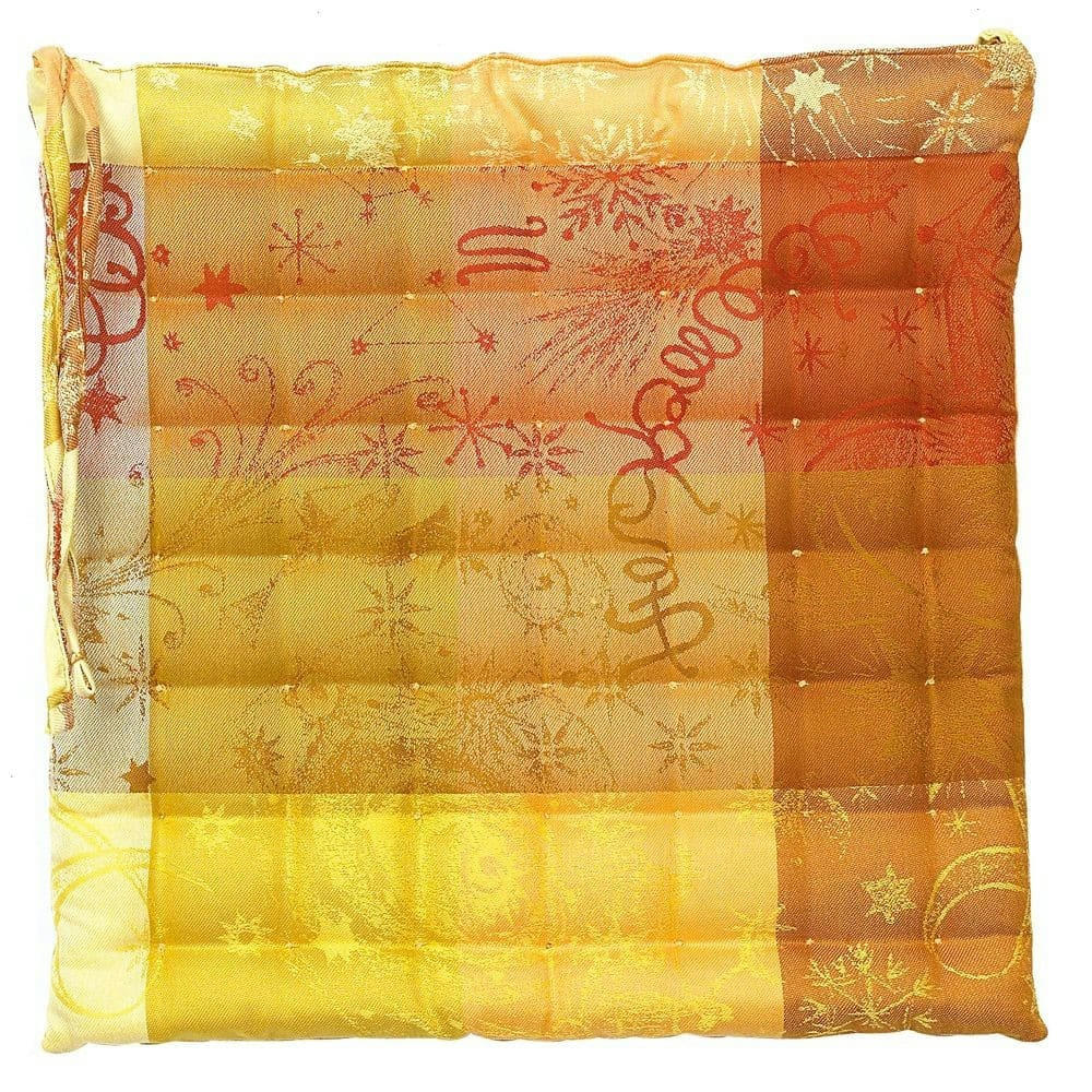 MILLE COULEURS SOLEIL - Galette de chaise enduit imperméable pur coton orange 38X38