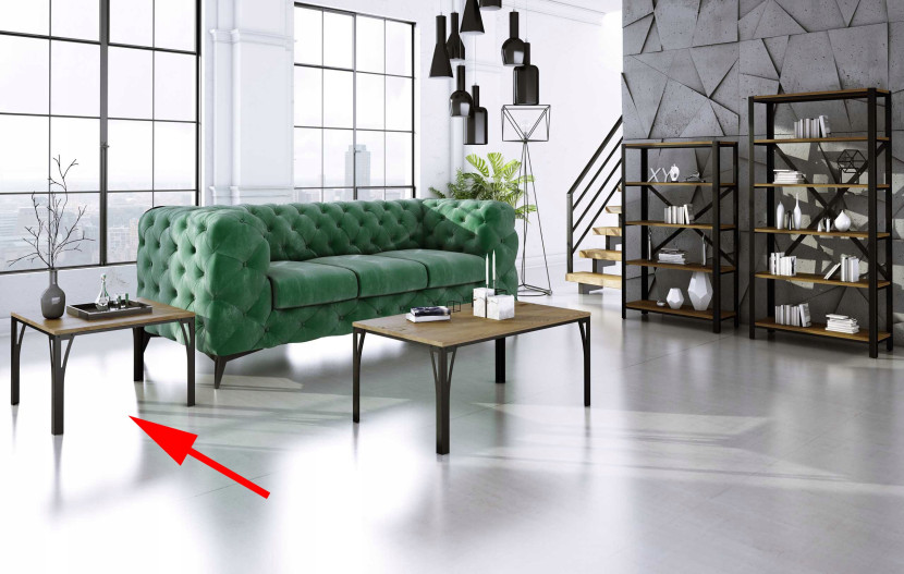 Stolik Skręcany Ława Loft Industrial Salon EKO 65x65x45 Czarny Dąb Lancelot