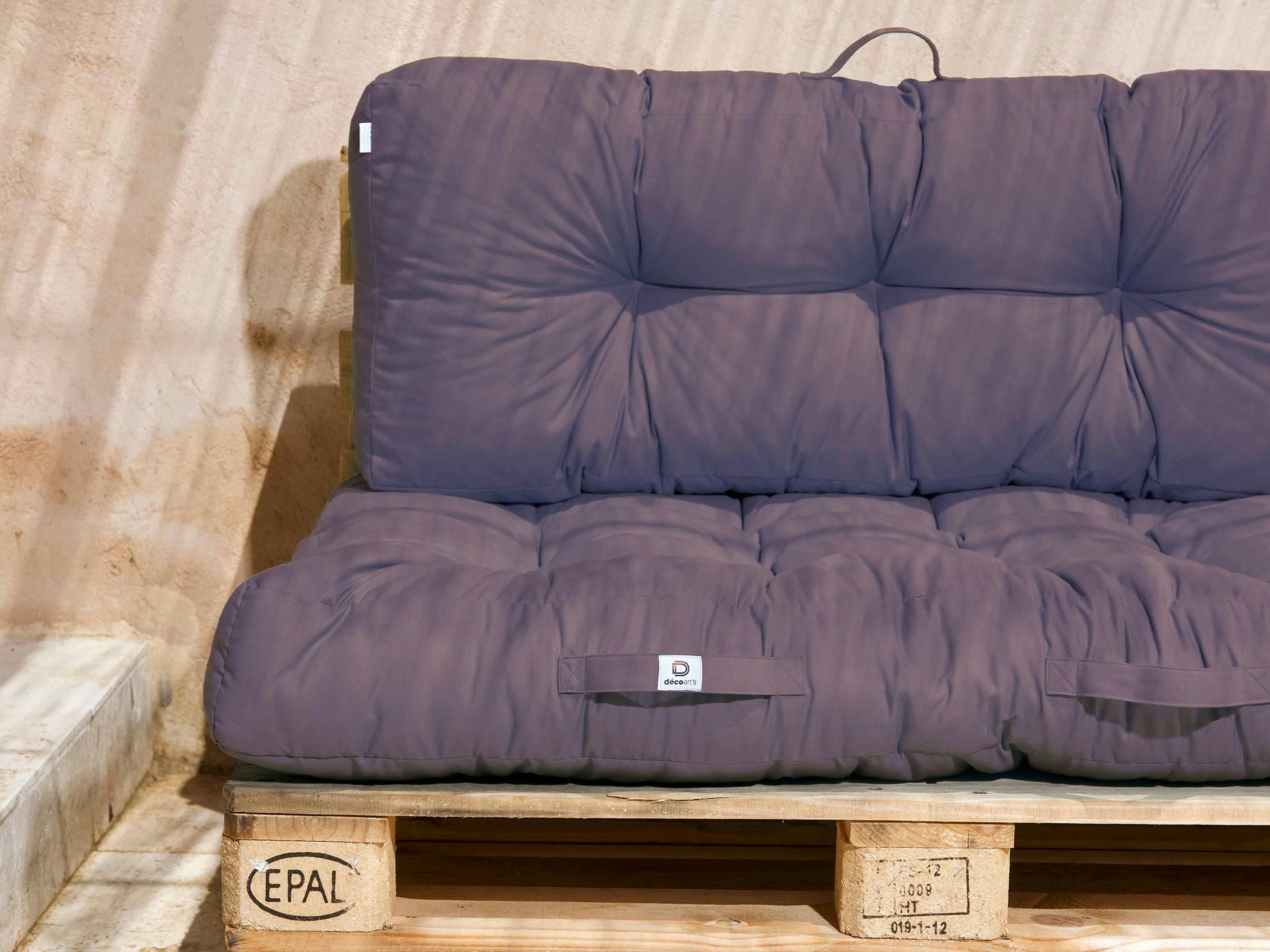 - Coussins matelas pour palette 120X80X20 en polyester gris carbone