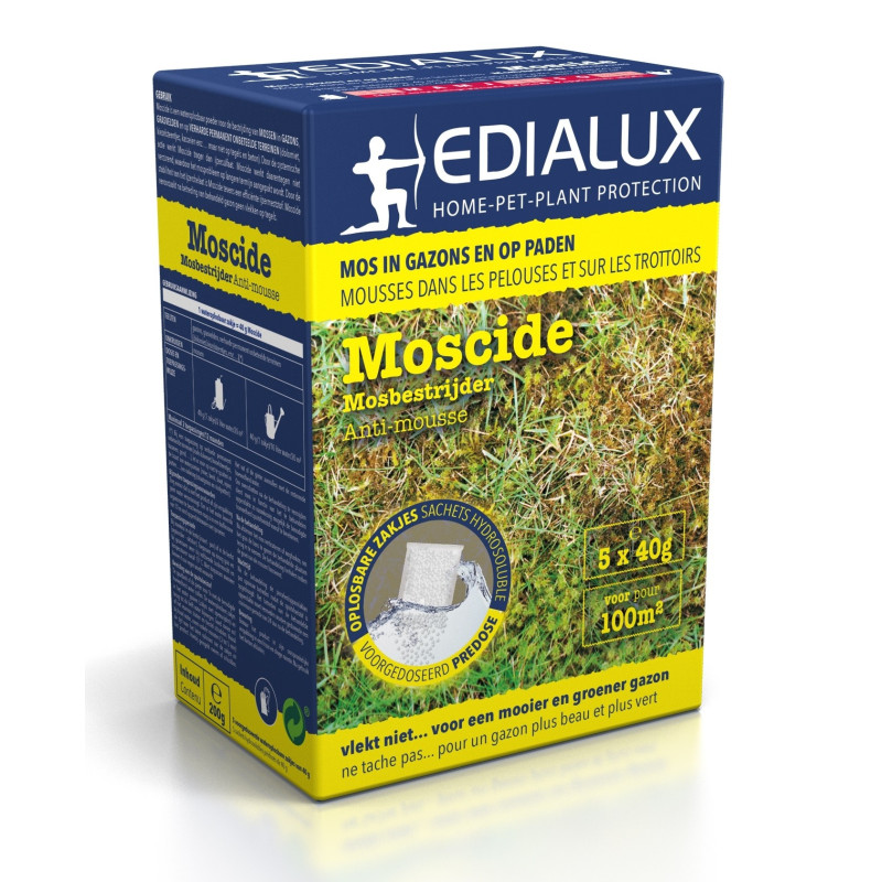 Anti-mousse Moscide pour gazon et trottoir 5 x 40 g 100 m² EDIALUX