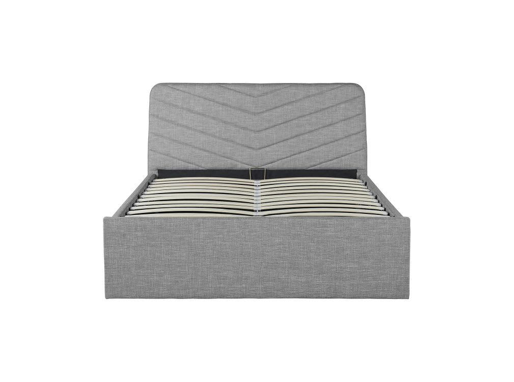 - Cadre de lit tissu avec tête de lit et sommier - Gris - 140 x 190 cm