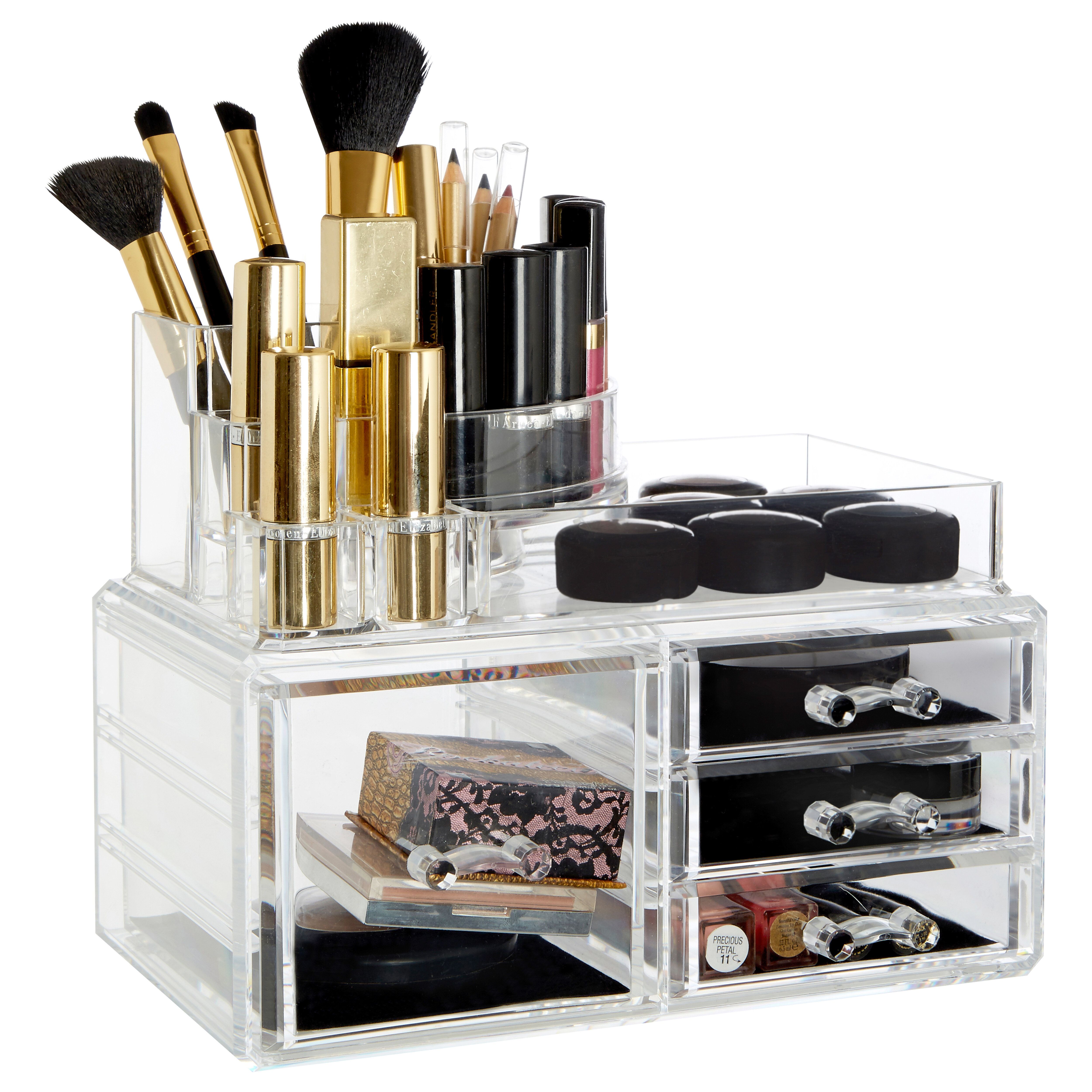 Orsina 8 Compartments Cosmetics Organiser With 4 Drawers, Clear Acrylic Cosmetic Organiser, Makeup Storage Box