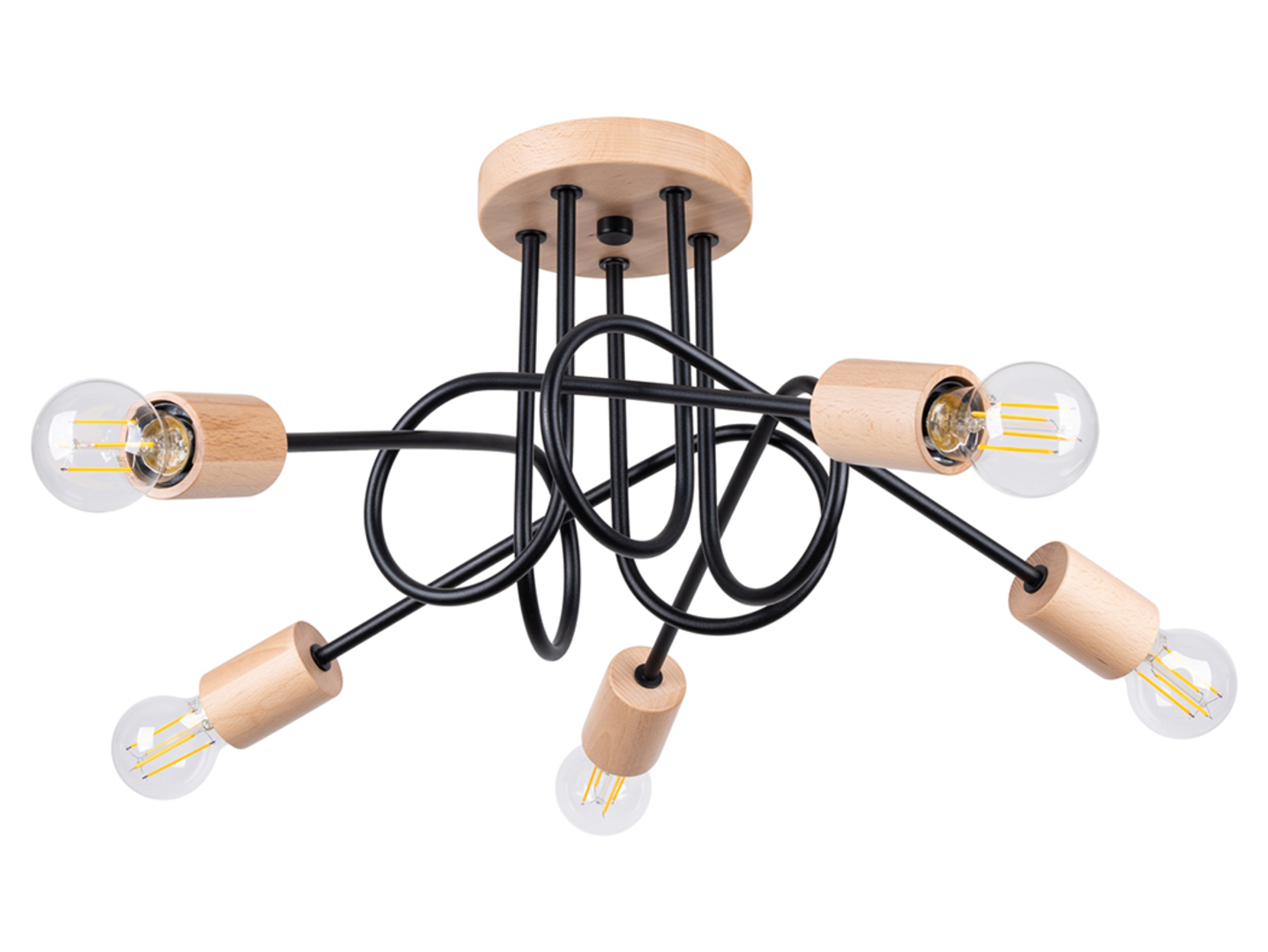 Lampa sufitowa Ember5-punktowa stalowa czarna