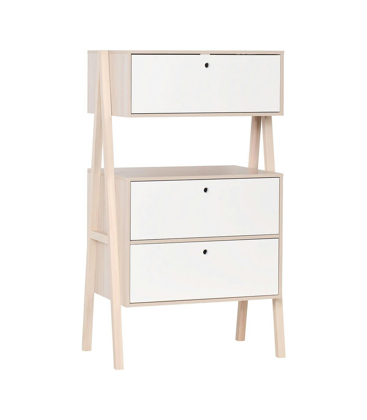 SPOT - Commode 2 tiroirs et 1 porte abattant - Blanc et beige