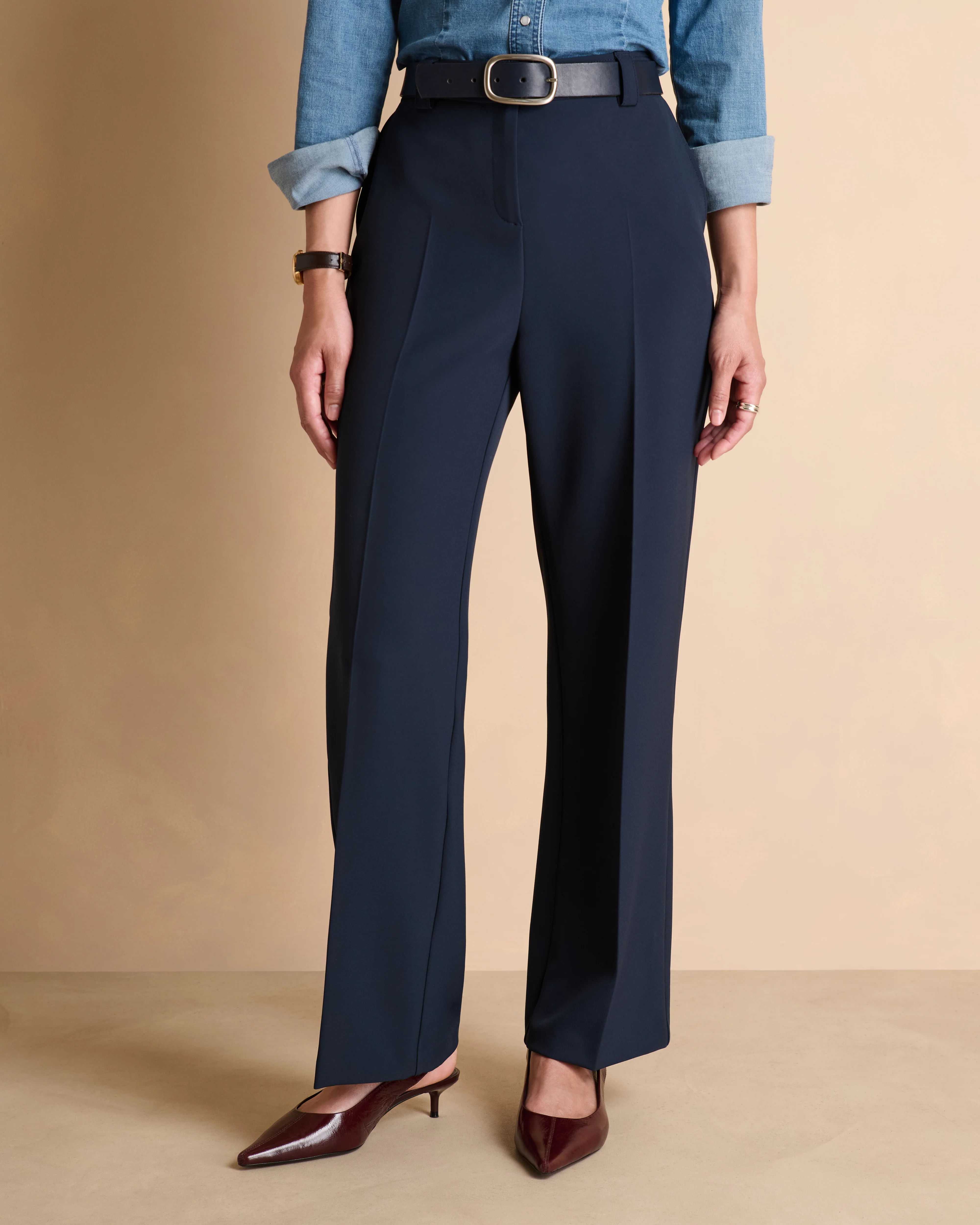 Pantalon bleu marine droit et large PIAMBRE-L14/14045/312