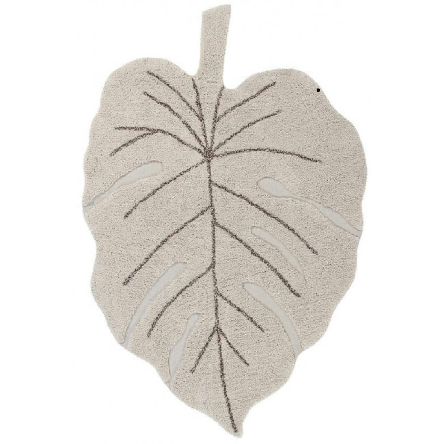 MONSTERA - Tapis coton lavable monstera natural 120x180cm