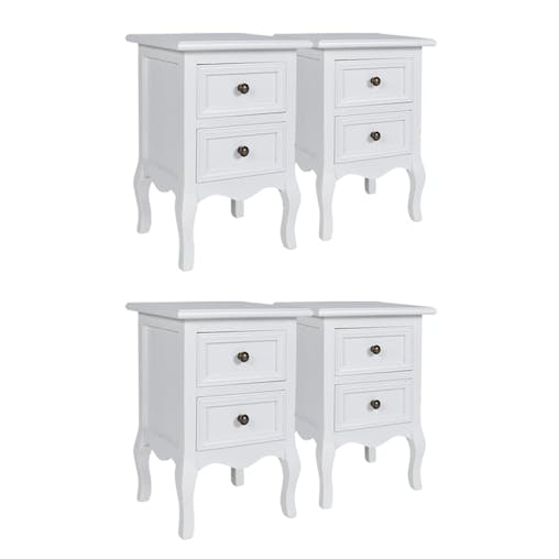 NNEVL Nightstands 4 pcs with 2 Drawers MDF White