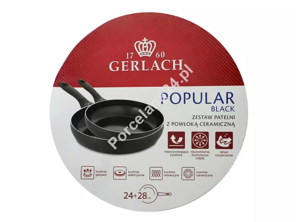 Komplet 2 patelni 24   28 cm z powłoką ceramiczną Gerlach - Popular Black 336P