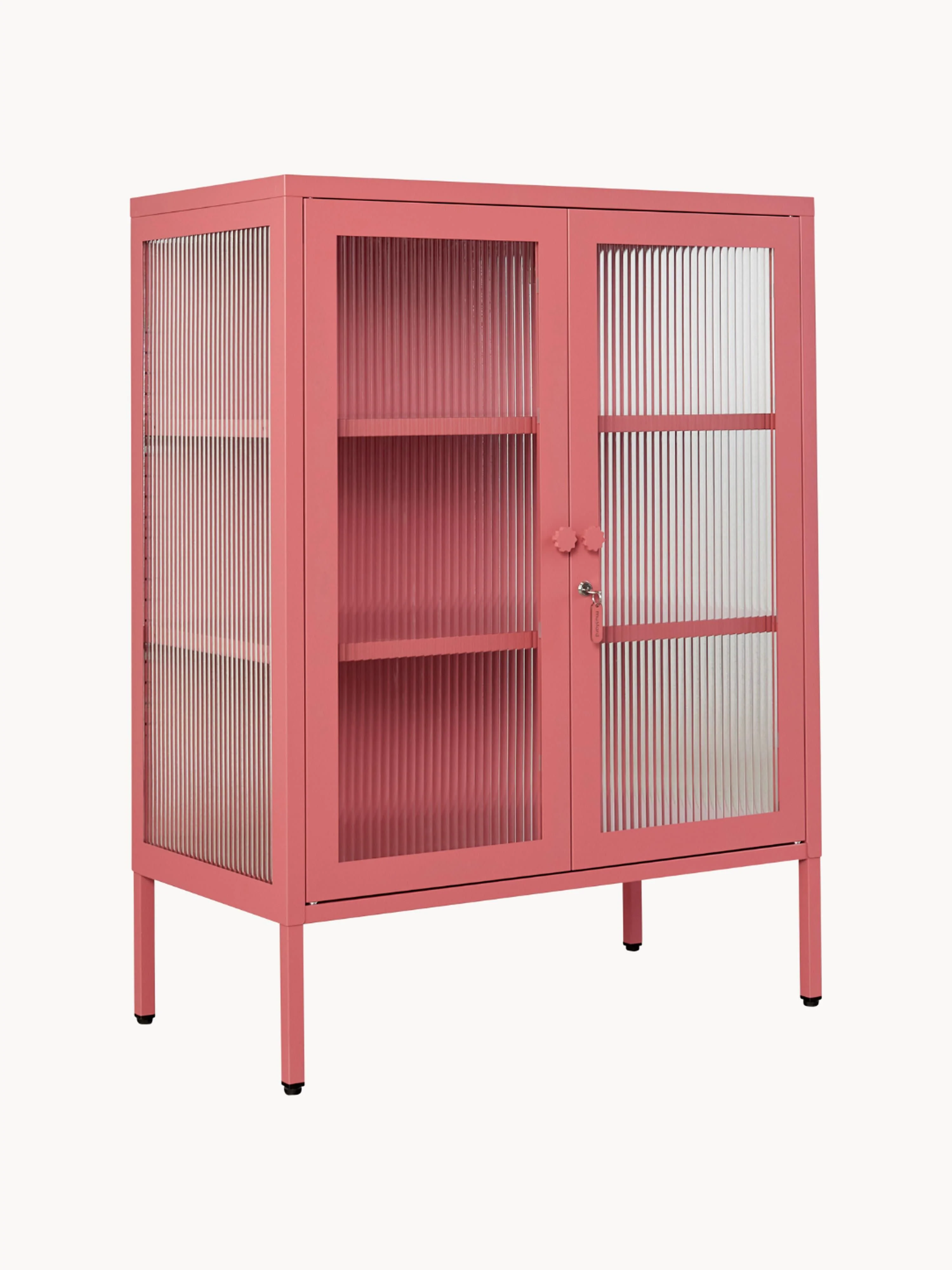 Metall-Vitrine The Mixer mit geriffeltem Glas