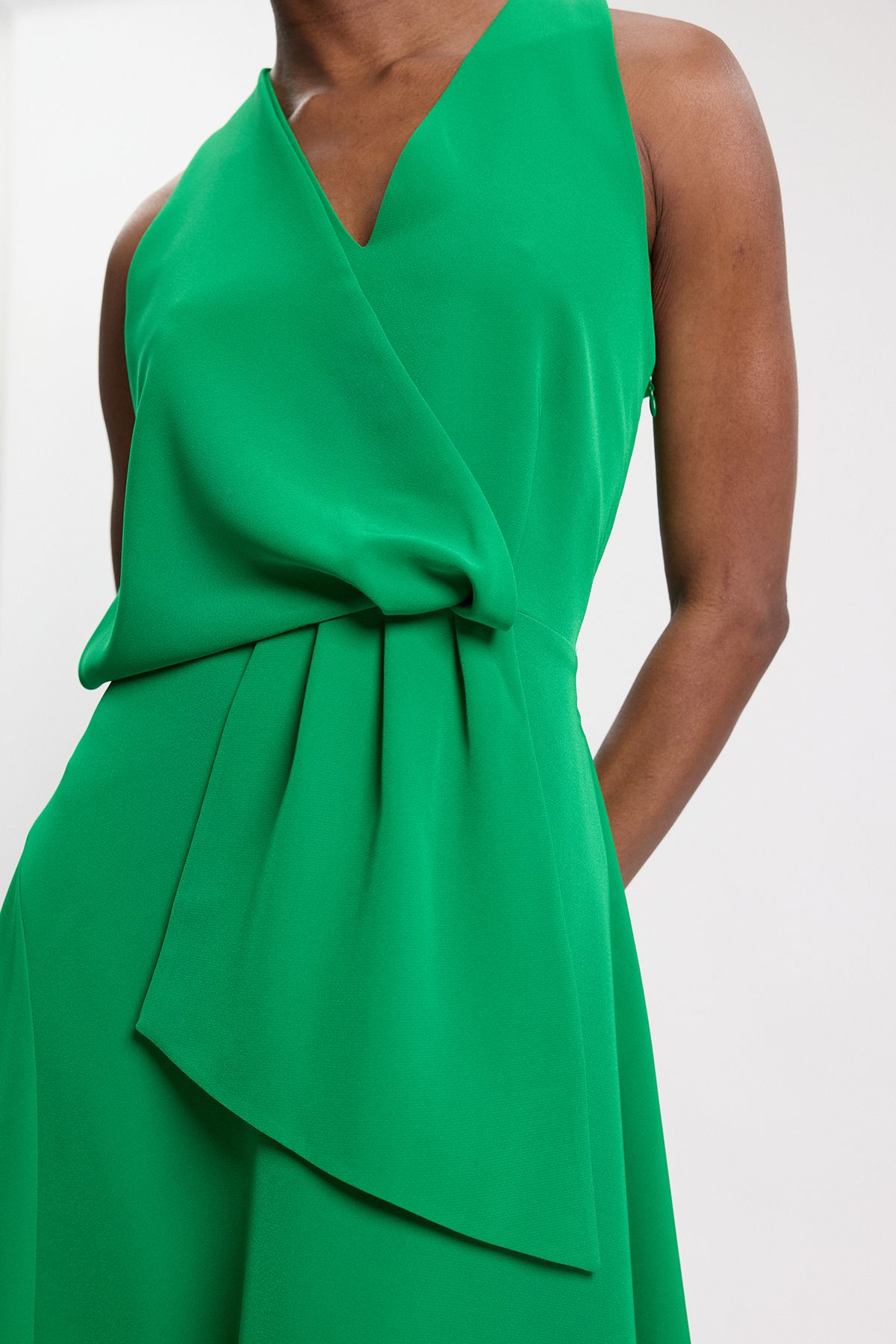KarenMillen Soft Tailored Colour Block Detail Midi Dress