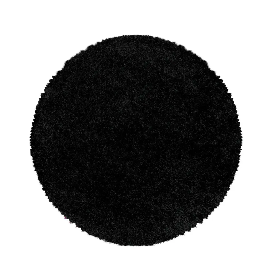 Monaco Soft Rond Shaggy Hoogpolig Vloerkleed Black - 200 CM ROND
