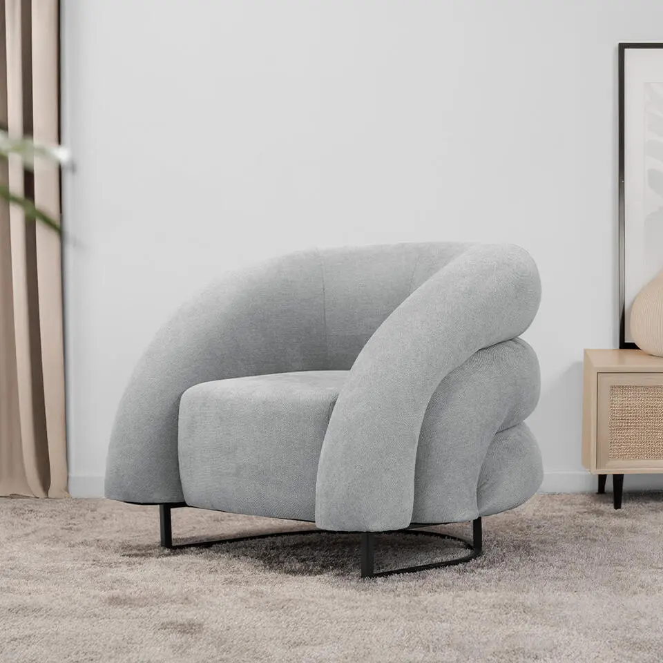 HOME DELUXE fauteuil MACA fluweel beige - 95 x 73 x 88 cm