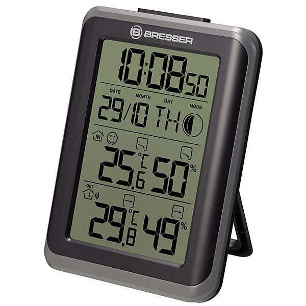 Bresser ensemble thermo-hygromètre avec 2 stations, 3 capteurs sans fil, température &humidité intérieure/extérieure