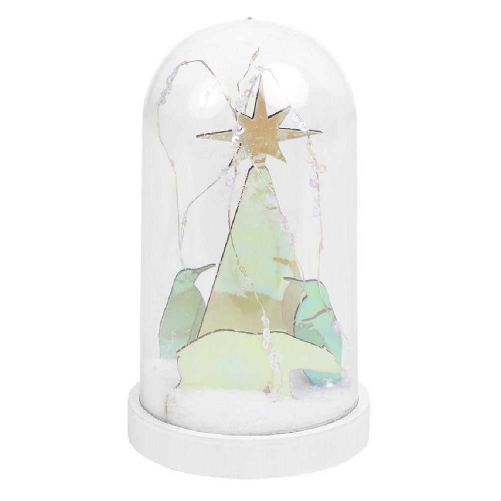 Dôme lumineux 10 LEDs pingouins et ours iridescent Ø11xH20cm