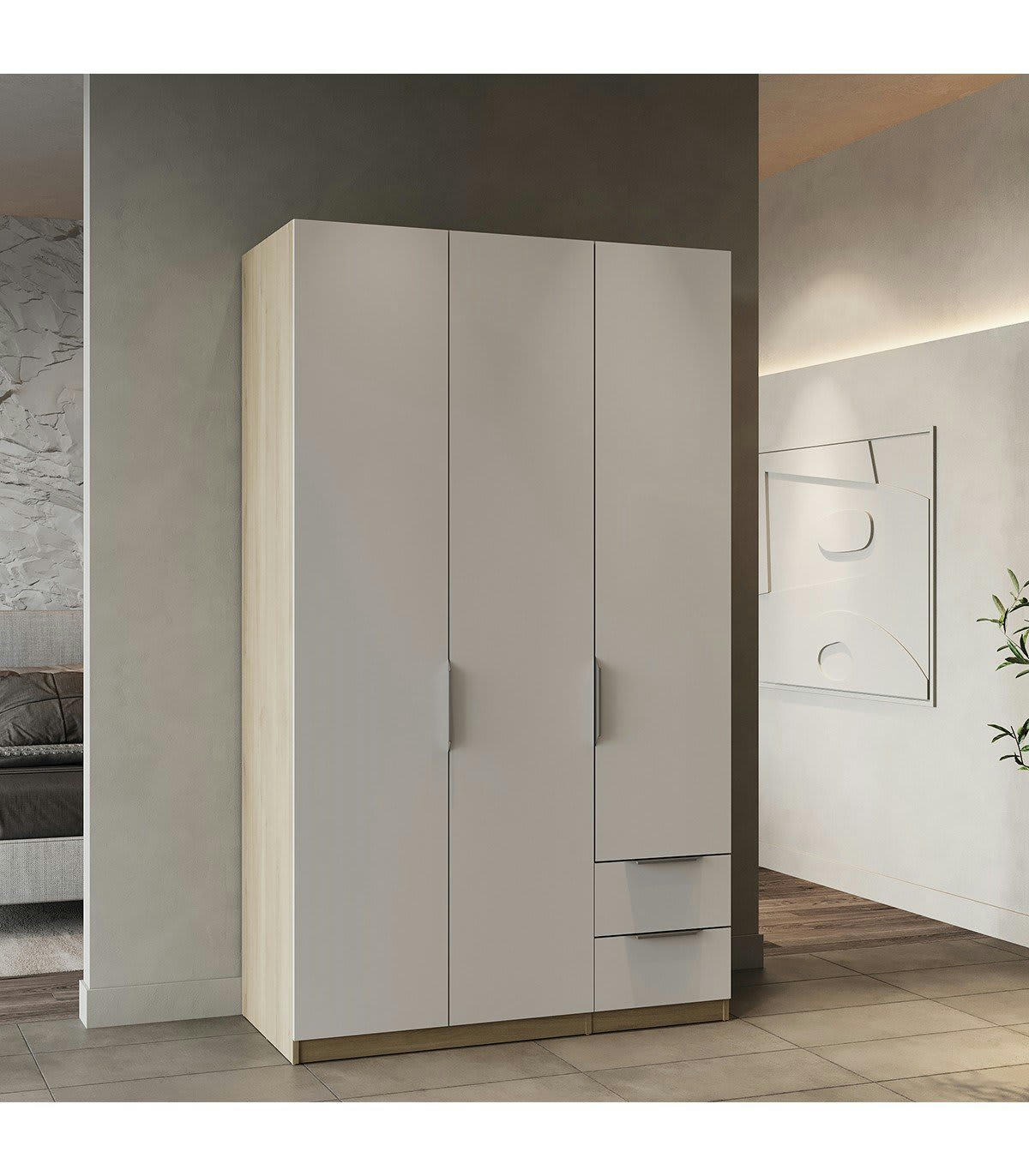 GHOST - Armoire 3 portes et 2 tiroirs - L119,4 cm