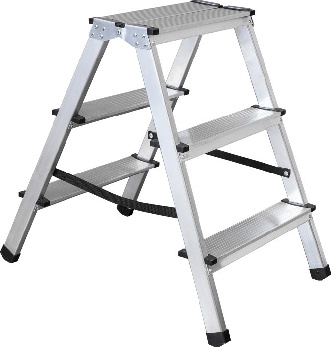 Drabina domowa dwustronna 150kg 2 x 2 stopnie (z podestem) , 1,20 kg STALCO S-40525
