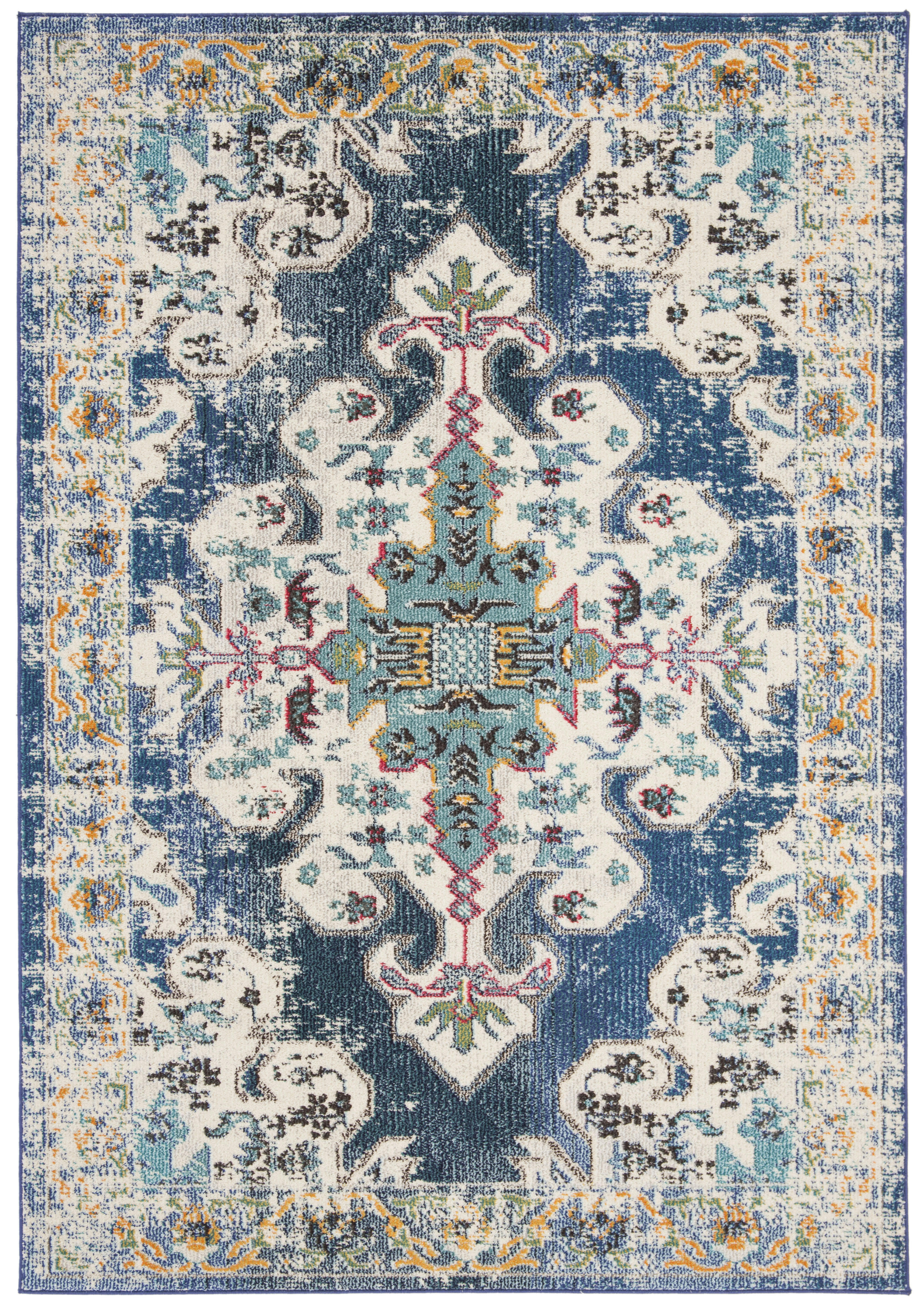 MADISON - Tapis de salon interieur en bleu marine & gris, 160 x 229 cm