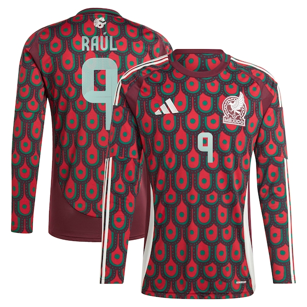 Raul Jimenez Mexico National Team adidas 2024 Home Replica Player Long Sleeve Jersey - Burgundy