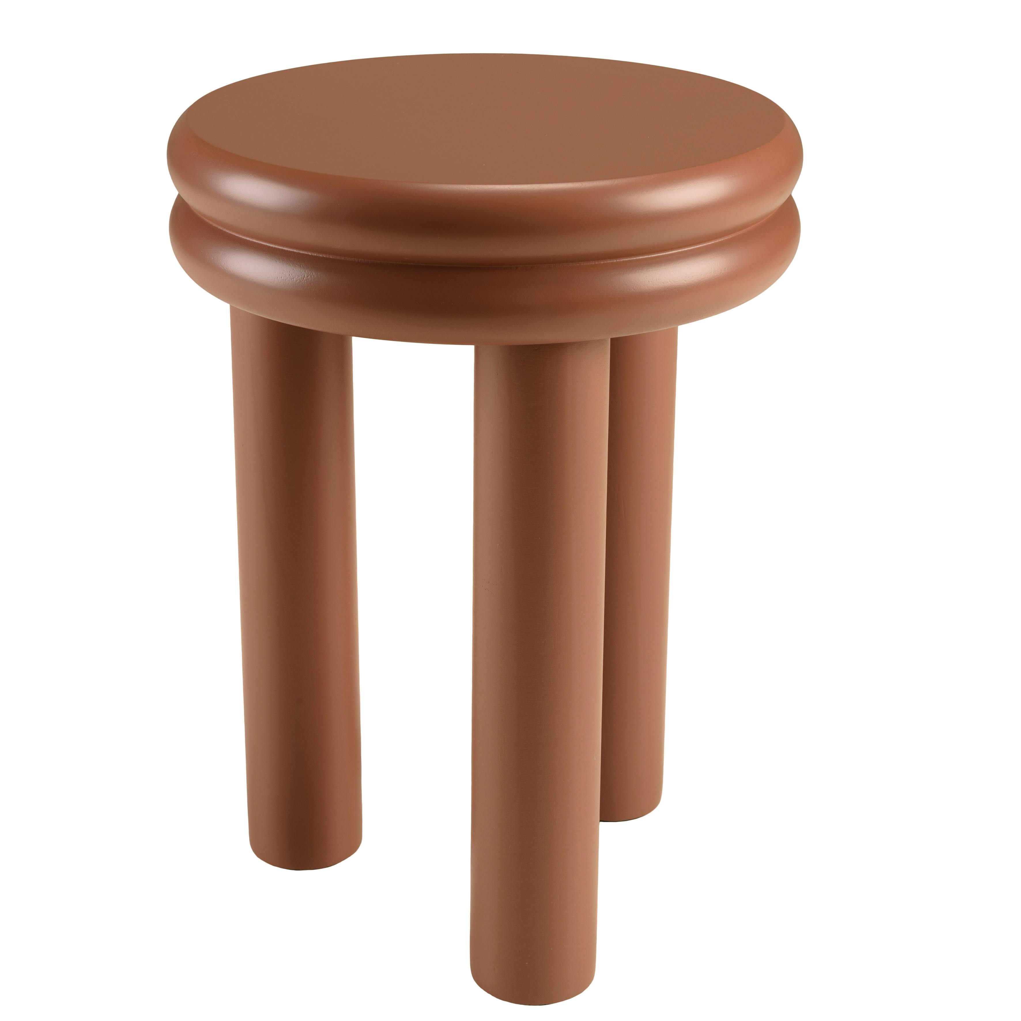 Table d'appoint ronde en bois peint terracotta D35cm CASTILLE