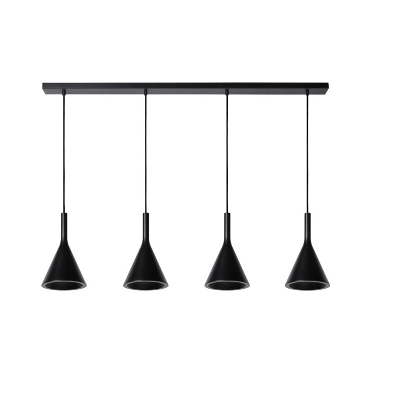 Suspension Gipsy noire E27 4 x 25 W LUCIDE
