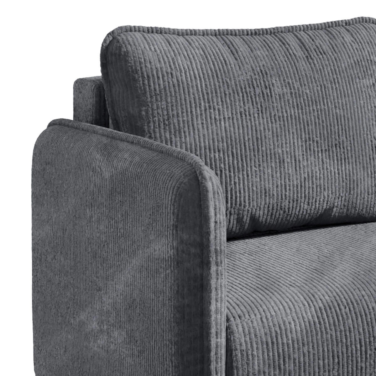 - Canapé d'angle 3 places velours côtelé gris
