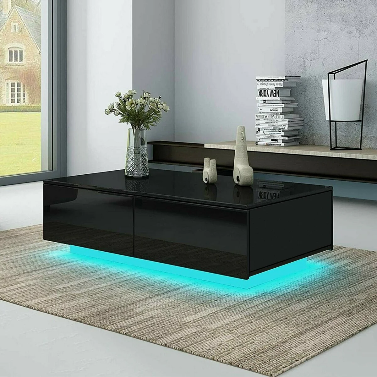 Coffee Table LED Coffee Centre Table with Storage for Living Room