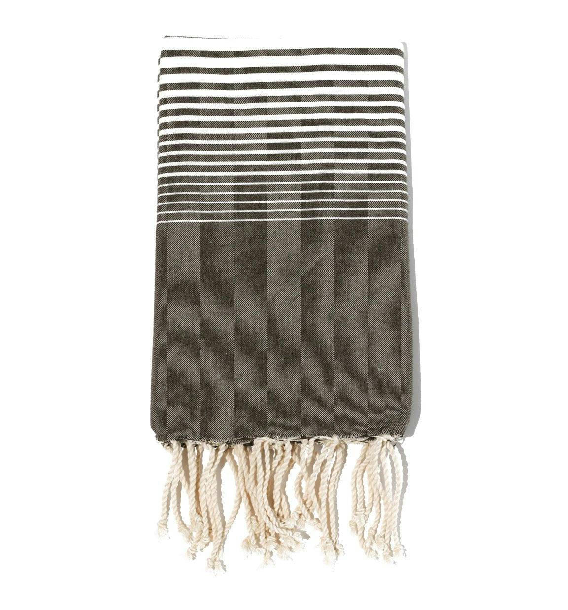 - Fouta en coton 100x200cm gris foncé